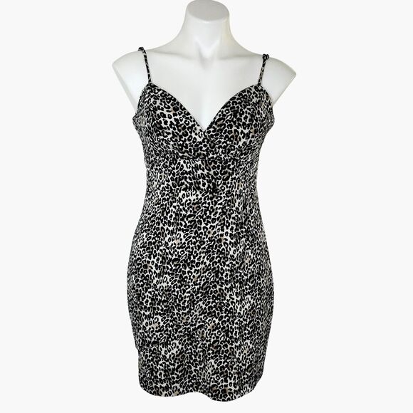 TEEZE ME Animal-Print Bodycon Dress Spaghetti Strap Exposed Back Zipper Sz 11/12 - Picture 2 of 10